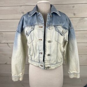 BLANK NYC Blue & Bleached White Ombre Denim Jacket Womens Size Small